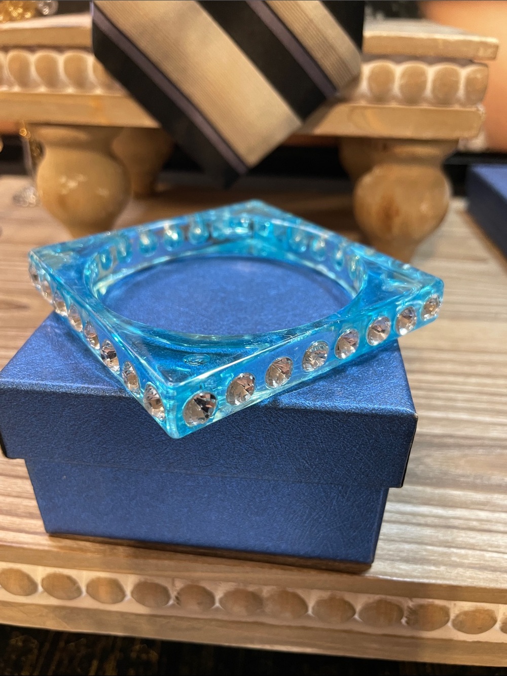Blue Square Rhinestone Bracelet - Picture 3 of 6